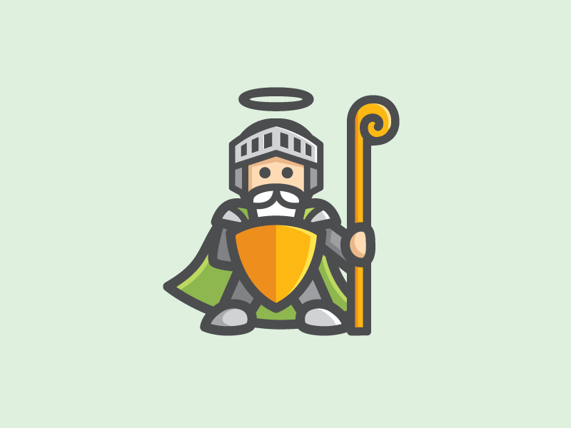 DewaGuard - Option 1 god shield protection logo identity character cute illustration software security antivirus armor fun