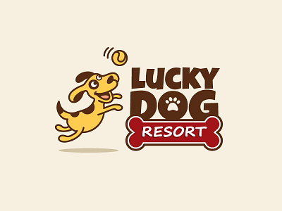 Lucky Dog Resort animal brand branding cartoon cute dog fun identity illustration logo pet playful