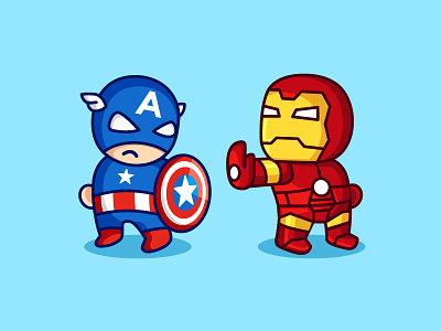 Civil War captain america cartoon character comic cute hero illustration ironman iron man logo mascot movie superhero