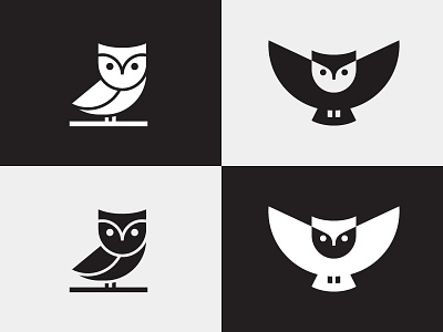 Black & White Version app apps application bird animal black and white brand branding identity character clean simple modern cute education gestalt geometry geometric logo mark symbol mascot owl