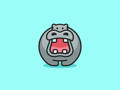 Hippo animal app apps application brand branding identity character child children cute fun funny flat cartoon comic geometry geometric hippo hippopotamus illustration illustrative logo mark symbol icon mascot