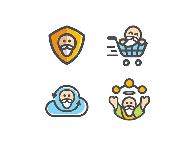 Dewaweb Icons Set brand branding cloud god character fun friendly icon icons logo identity mascot illustration mobile application network share sharing security protection shield shop shopping ui ux web app website