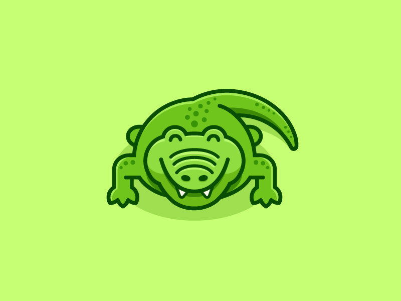 Crocodile animal reptile cute fun funny brand branding identity flat cartoon comic geometry geometric character mascot app apps application child children illustration illustrative crocodile symbol icon logo mark