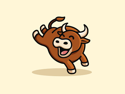 Happy Bull animal character mascot app apps application brand branding identity bull matador toro child children cute fun funny flat cartoon comic geometry geometric happy happiness logo mark spain illustration symbol icon