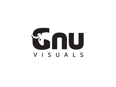 Gnu Visuals - Final animal black wildebeest africa bold masculine brand branding elegant professional innovative film movie video g monogram initial name production logo identity logotype typography negative space smart creative strong solid