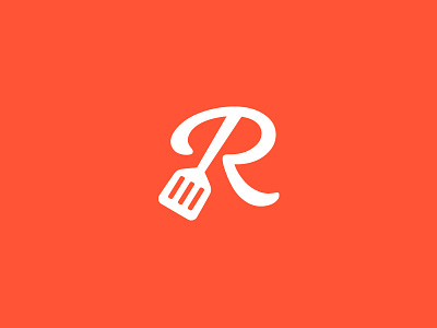 R + Spatula app apps application brand branding catering food cook chef cute fun funny friendly dynamic initial name logo identity logotype typography r monogram spatula cartoon web ui ux