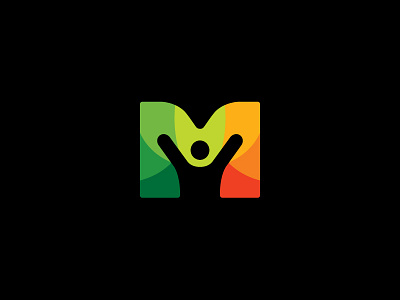 M + Man brand branding color colorful elegant professional male geometry geometric healthy people human person initial man logo identity m monogram medical doctor negative space smart creative app applications