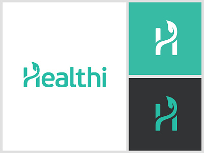 Healthi app apps application brand branding care patient clean simple modern friendly doctor physician future futuristic h monogram health medical clinic illness life growth leaf plant logo identity web website