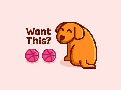2 Dribbble Invites character mascot cute friendly dog animal dribbble fun funny give giveaway illustration illustrative invite invitation join member logo identity prospect prospects talent player