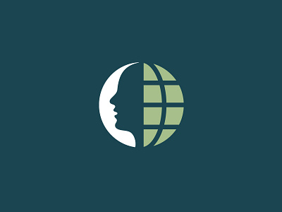 People & Earth brand branding care environment circle atlas circle geometry earth globe head face logo identity negative space non profit charity people human think thinking world map