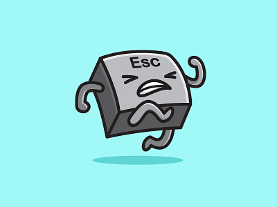 Escape from Work! cartoon keyboard computer button cute fun funny daily life enamel pin escape key hate run running illustration illustrative job environment lapel clothing office employee work working