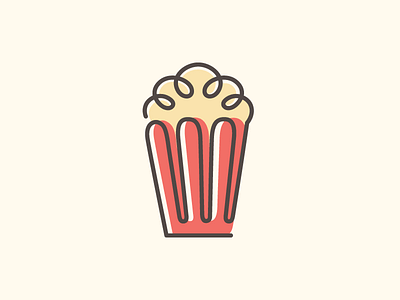 Popcorn - WIP brand branding curly spiral cute fun friendly eat eatery food snack gourmet popcorn illustrative illustration line art logo identity movie cinema soft feminine stroke outline