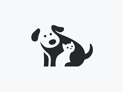 Dog & Cat animal pet brand branding care love happy cat kitten clever hidden cute fun funny illustrative illustration kennel shelter logo identity negative space puppy dog smart creative