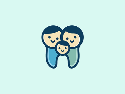 Family Dental - Opt 1 brand branding cartoon character child children cute fun friendly family dental father mother son hug relationship logo identity love care smile people soft feminine tooth teeth