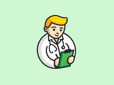 Doctor app apps application circle round clinic hospital cute fun mobile doctor people flat cartoon comic friendly character geometry geometric health healthy illustrative illustration logo identity medical record