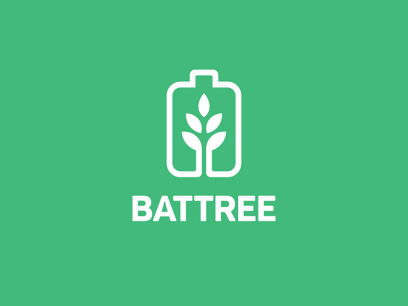 Battery + Tree smart creative tech technology plant organic tree leaf mobile app grow growth product environment battery charger eco green line monoline brand branding logo identity