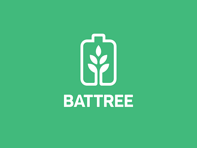 Battery + Tree battery charger brand branding eco green grow growth line monoline logo identity mobile app plant organic product environment smart creative tech technology tree leaf