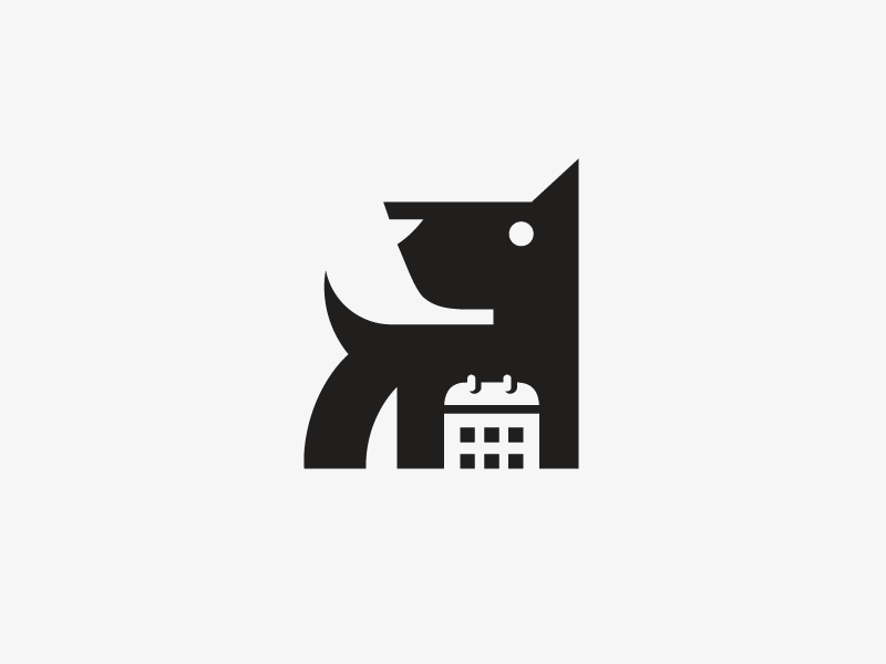 Dog + Calendar pet daycare calendar data online booking illustrative illustration task management negative space simple abstract puppy dog animal pet smart creative schedule plan logo identity