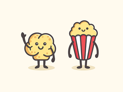 Popcorn Character brand branding character mascot cinema movie cute fun friendly food snack friendly children gourmet popcorn happy simple illustrative illustration logo identity marketing campaign smile smiling