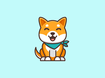 Shiba Inu Dog - Opt 1 brand branding character mascot cute fun funny flat cartoon comic friendly animal geometry geometric illustrative illustration japan japanese logo mark pet puppy shiba inu dog symbol icon