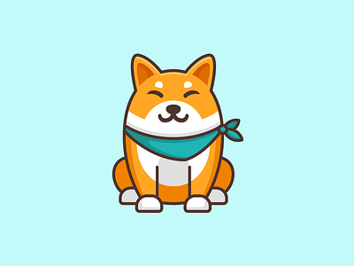 Shiba Inu Dog - Opt 3 brand branding character mascot cute fun funny flat cartoon comic friendly animal geometry geometric illustrative illustration happy japan japanese logo mark pet puppy shiba inu dog symbol icon