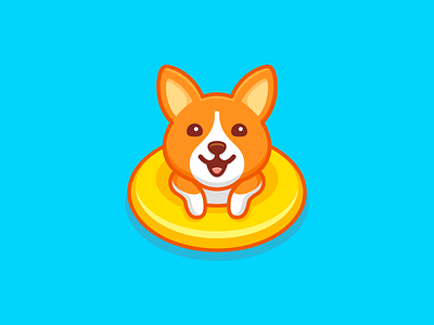 Swimming Corgi - Opt 1 brand branding character mascot corgi dog cute fun funny friendly animal illustrative illustration app kids children girl logo mark pet puppy pool float ring swim swimming symbol icon