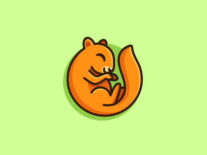 Sleeping Squirrel lazy weekend sleep nap cute fun funny brand identity flat cartoon comic geometry circle child children cartoon illustration character mascot animal squirrel logo mark symbol icon