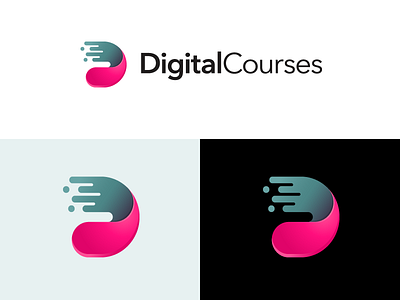 D / Digital / Speed abstract lines brand branding computer technology d monogram digital software dynamic motion education school fast speed logo identity negative space online learning smart clever