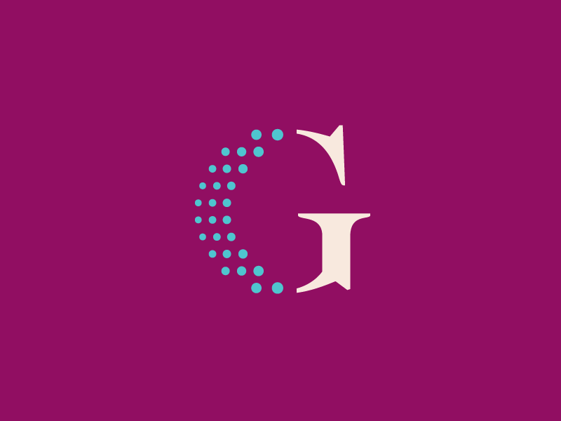 G Monogram dissolve circle modern technology g monogram dots pixel sleek modern cool software letter typography logo identity brand branding clean simple young dynamic geometry curve