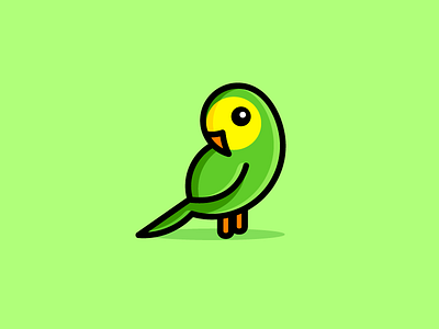 Parakeet beautiful pretty bird animal brand branding cartoon mascot character friendly cute fun funny flat color illustrative illustration logo identity nature zoo pet new zealand parakeet parrot