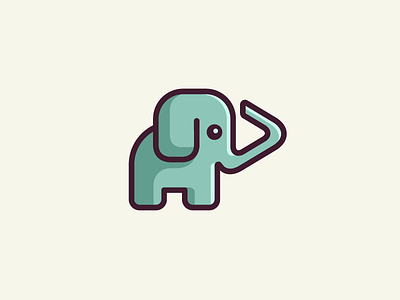Elephant + Play baby elephant character cartoon clean simple cute fun funny group colony icon symbol logo identity mammal animal mascot illustration play button smart clever video movie