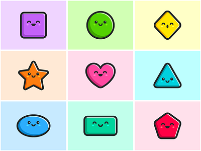 Basic Shapes apps application basic shapes bright vibrant child children color colorful cute fun simple face expression game gaming geometric shape happy character mobile app ui ux icon
