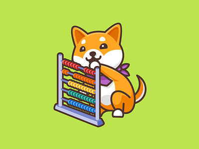 Shiba Inu - Math abacus math bold outline character mascot count counting cute adorable friendly animal happy pet puppy japan japanese learning science school education shiba inu dog