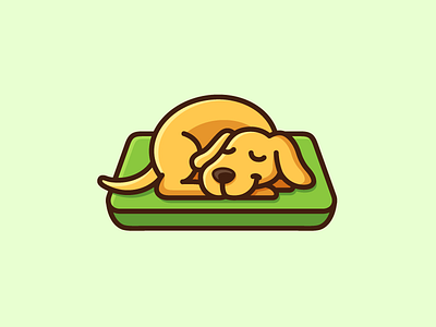 Sleeping Dog adorable happy bed mattress brand branding cartoon mascot cute fun holiday dog animal illustrative illustration lazy weekend logo identity relax enjoy rest sleepy sleep sleeping