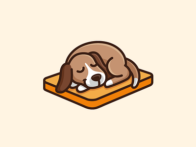 Sleeping Dog adorable happy bed mattress brand branding cartoon mascot cute fun holiday dog animal illustrative illustration lazy weekend logo identity rest sleepy simple minimal sleep sleeping