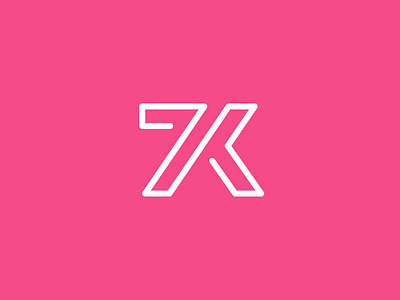 7K Followers! 7k 7000 celebration happy designer milestone dribbble follower follow following font treatment goal achievement initial number lettering outline line monoline logo identity typography monogram