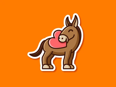 A Generous Mule character mascot charity donation cute cartoon dribbble rebound fun funny generous kind illustrative illustration logo identity love heart mule donkey sticker playoff stickermule giving