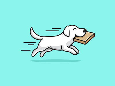 Shipping a Box box package character mascot cute adorable deliver delivery dog puppy golden retriever happy animal illustrative illustration pet shop run running ship shipping ui ux website