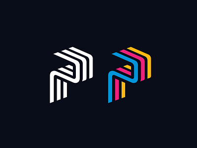 P for Printing abstract ink brand branding clean simple cmyk colorful flow motion isometric 3d logo identity minimalist modern monogram symbol offset paper p initial letter print printing