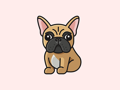 French Bulldog - Final animal character cartoon comic child kids clothing apparel cute adorable french bulldog friendly mascot fun funny logo illustration pet puppy sitting dog sticker pin