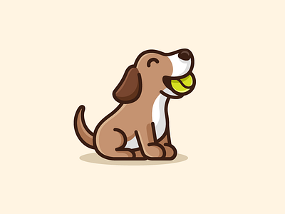 Dog & Tennis Ball - 04 adorable happy beagle breed cartoon mascot child children cute fun funny dog animal illustrative illustration logo identity pet sitting puppy sit sport running tennis ball