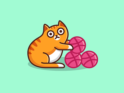 3 Dribbble Invites ball kitten cat animal character mascot cute funny dribbble player face expression give giveaway illustration illustrative invite invitation join member logo identity prospect prospects