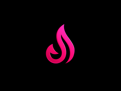 J / Fire / Abstract abstract shape casual dating depth 3d elegant elegance flame fire gradient pink icon symbol initial name j monogram logo identity mobile app relationship love