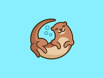 Swimming Otter brand branding cartoon mascot character friendly circle circular cute simple happy smile illustrative illustration logo identity playful fun river otter swim swimming under water