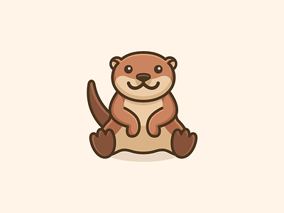 Otter - Opt 3 adorable puppet brand branding cartoon mascot character friendly cute simple geometry symmetry happy smile illustrative illustration logo identity minimal simple river otter sit sitting