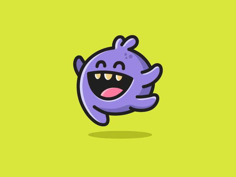 Happy Monster health medical friendly fun mascot character cartoon comic alien monster happy expression virus bacteria illustrative illustration brand branding logo identity laugh laughing jump jumping
