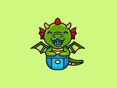 Baby Dragon china animal creature beast cute adorable dragon mythology happy smile illustrative illustration little baby logo identity mascot character mobile app pacifier carrier video game