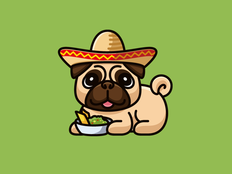 Holy Pugamole! pet cartoon cute fun funny cloth clothing illustration illustrative avocado fruit corn chip mexican hat bowl guacamole pug breed hoodie retail dog animal apparel shirt