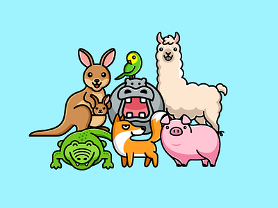 Family Portrait animal day caring pet character mascot colorful happy cute fun funny family together illustrative illustration logo identity love care safe protect world fauna zoo adorable