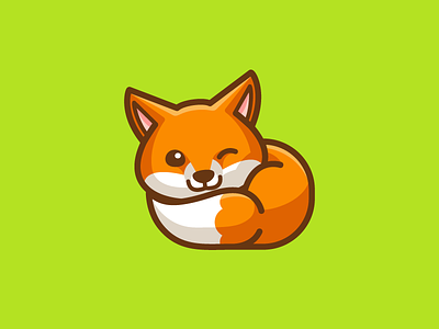 Little Fox adorable smile animal comic baby fox cartoon illustration character mascot child children cute fun funny illustrative illustration logo identity nap napping sleep sleeping wink winking